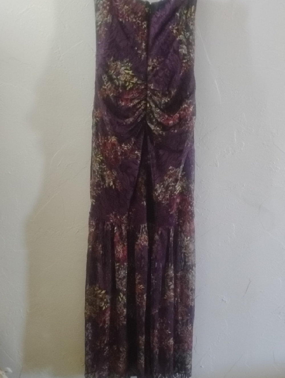 Laundry By Shelli Segal Evening Formal Mesh Purple Floral Strapless Sz 6 Mint - Picture 7 of 8